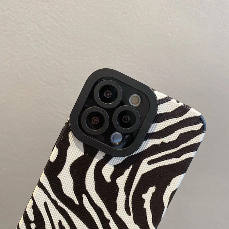 Protective Apple iPhone Back Cover - Wrinkle Zebra Textured iPhone Textured Soft Silicone Case - Style 2