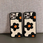 Protective Apple iPhone Back Cover - Orange Black Winter Fur Fabric Plush iPhone Silicone Case - Style 5