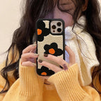 Protective Apple iPhone Back Cover - Orange Black Winter Fur Fabric Plush iPhone Silicone Case - Style 4