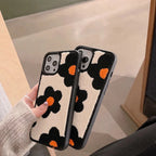Protective Apple iPhone Back Cover - Orange Black Winter Fur Fabric Plush iPhone Silicone Case - Style 3