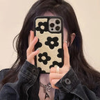 Protective Apple iPhone Back Cover - White Black Winter Fabric Fur Plush iPhone Silicone Case - Style 5