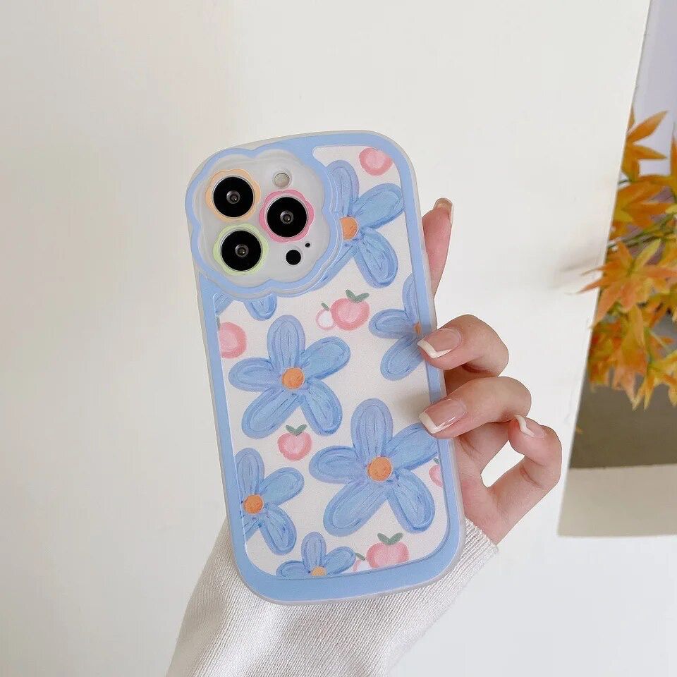 Protective Apple iPhone Back Cover - Pink Blue Tulip Lens Floral Flower iPhone Soft Silicone Case - Style 4