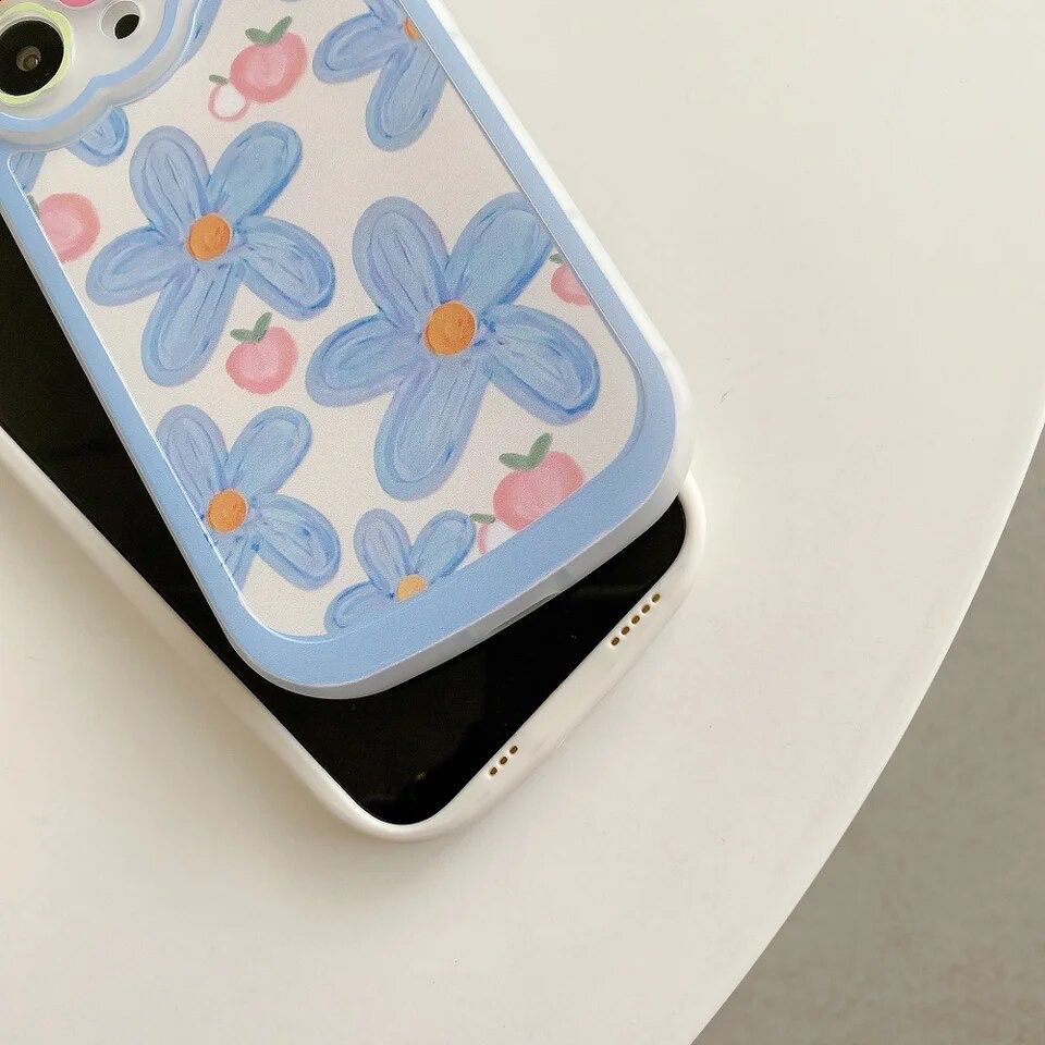 Protective Apple iPhone Back Cover - Pink Blue Tulip Lens Floral Flower iPhone Soft Silicone Case - Style 5
