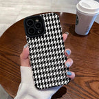 Protective Apple iPhone Back Cover - Black White Fashion Stripes iPhone Soft Textured Silicone Case - Style 4