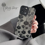 Protective Apple iPhone Back Cover - Black Rose Love Leather iPhone Soft Textured Silicone Case - Style 3