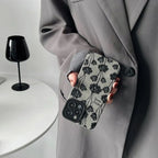 Protective Apple iPhone Back Cover - Black Rose Love Leather iPhone Soft Textured Silicone Case - Style 4