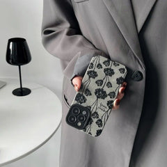 Black Rose Love Leather iPhone Soft Textured Silicone Case