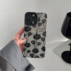 Protective Apple iPhone Back Cover - Black Rose Love Leather iPhone Soft Textured Silicone Case