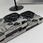 Protective Apple iPhone Back Cover - Black Rose Love Leather iPhone Soft Textured Silicone Case - Style 2