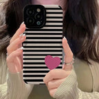 Protective Apple iPhone Back Cover - Stripe Love Heart Textured iPhone Soft Silicone Case
