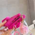 Protective Apple iPhone Back Cover - Barbie 3D Camera Crossbody Lanyard iPhone Silicone Rubber Case - Style 3