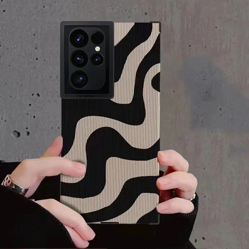 Zebra Samsung Black White Stripe Textured Soft Cases