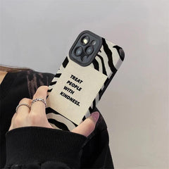 Treat People With Kindness iPhone Soft Black Textured Silicone Case