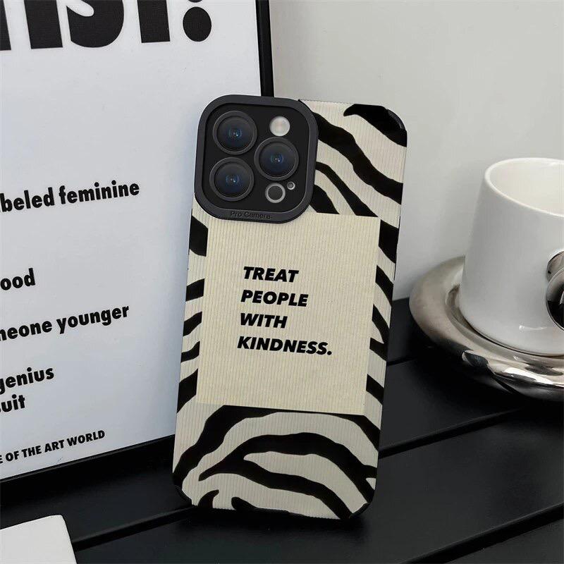 Protective Apple iPhone Back Cover - Treat People With Kindness iPhone Soft Black Textured Silicone Case