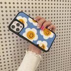 Protective Apple iPhone Back Cover - Blue Yellow Floral Flower Winter Fur Fabric Plush iPhone Silicone Case - Style 5