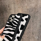 Protective Apple iPhone Back Cover - Cow Winter Fur Fabric Plush iPhone Silicone Case - Style 5