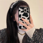 Protective Apple iPhone Back Cover - Cow Winter Fur Fabric Plush iPhone Silicone Case - Style 6