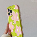 Protective Apple iPhone Back Cover - Cute Green Meteorite Chic Pink Floral Flower iPhone Silicone Soft Case - Style 5