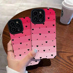 Protective Apple iPhone Back Cover - Gradient Red Heart Textured iPhone Soft Silicone Case - Style 2