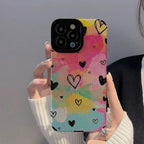 Protective Apple iPhone Back Cover - Colorful Heart Bright Textured iPhone Soft Silicone Case