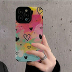 Protective Apple iPhone Back Cover - Colorful Heart Bright Textured iPhone Soft Silicone Case - Style 3