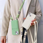 Protective Apple iPhone Back Cover - New Crossbody Card Holder Wallet Lanyard iPhone Soft Silicone Case