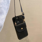 Protective Apple iPhone Back Cover - Crossbody Wallet iPhone Silicone Rubber Soft Case - Style 3