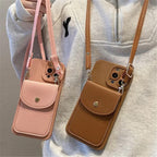 Protective Apple iPhone Back Cover - Crossbody Wallet iPhone Silicone Rubber Soft Case - Style 2