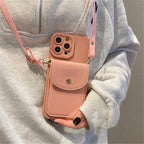 Protective Apple iPhone Back Cover - Crossbody Wallet iPhone Silicone Rubber Soft Case - Style 5