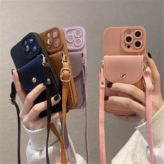 Crossbody Wallet iPhone Silicone Rubber Soft Case
