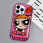 Protective Apple iPhone Back Cover - Powerpuff Girls With Sunglasses Bracket Phone Holders iPhone Soft Case - Style 6