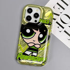 Protective Apple iPhone Back Cover - Powerpuff Girls With Sunglasses Bracket Phone Holders iPhone Soft Case - Style 8