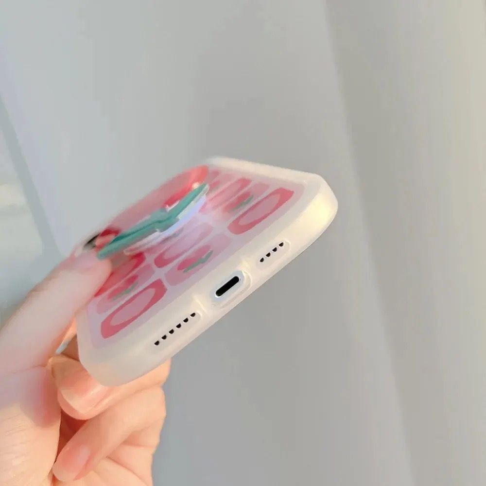 Protective Apple iPhone Back Cover - New Pink Tulip Holder iPhone Soft Silicone Case - Style 6