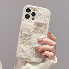 Protective Apple iPhone Back Cover - Warm Plush Fabric Fur iPhone Soft Silicone Case - Style 3