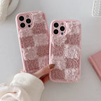 Protective Apple iPhone Back Cover - Warm Plush Fabric Fur iPhone Soft Silicone Case