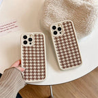 Protective Apple iPhone Back Cover - Winter Brown Plush Grid Fabric iPhone Soft Silicone Case