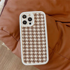 Protective Apple iPhone Back Cover - Winter Brown Plush Grid Fabric iPhone Soft Silicone Case - Style 2