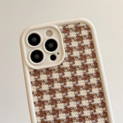 Winter Brown Plush Grid Fabric iPhone Soft Silicone Case