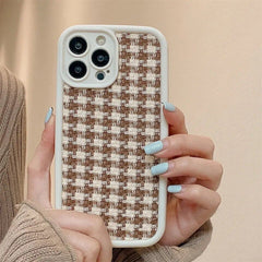 Winter Brown Plush Grid Fabric iPhone Soft Silicone Case