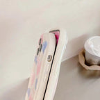 Protective Apple iPhone Back Cover - Heart Floral Flower Wavy Border iPhone Soft Silicone Case - Style 4
