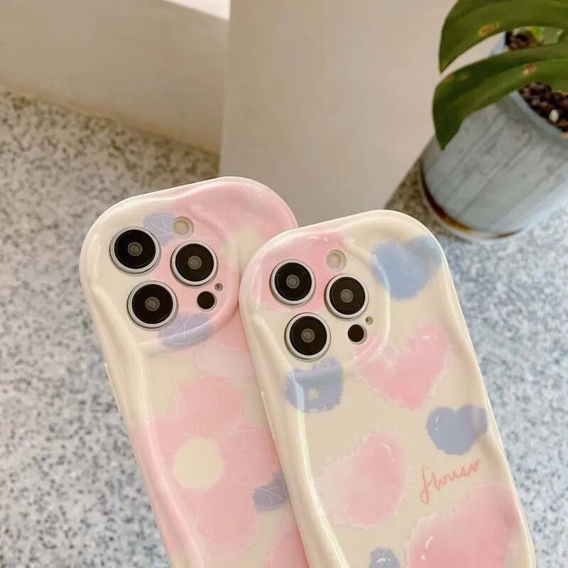 Protective Apple iPhone Back Cover - Heart Floral Flower Wavy Border iPhone Soft Silicone Case - Style 3
