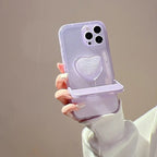 Protective Apple iPhone Back Cover - Heart Holder Transparent Phone Stand iPhone Soft Silicone Case - Style 2