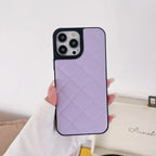 Protective Apple iPhone Back Cover - Classic Diamond Grid Luxury Leather iPhone Hybrid Silicone Case - Style 2