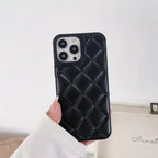 Protective Apple iPhone Back Cover - Classic Diamond Grid Luxury Leather iPhone Hybrid Silicone Case - Style 6
