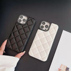 Protective Apple iPhone Back Cover - Classic Diamond Grid Luxury Leather iPhone Hybrid Silicone Case - Style 5