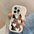 Protective Apple iPhone Back Cover - Wavy White Heart Mirror iPhone Case - Style 2