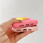 Protective Apple iPhone Back Cover - New Wavy Edge With Heart Mirror Phone Stand Holder iPhone & Samsung Silicone Soft Case - Style 3