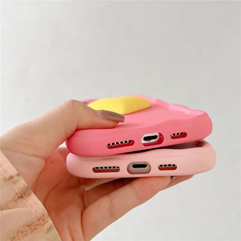 Protective Apple iPhone Back Cover - New Wavy Edge With Heart Mirror Phone Stand Holder iPhone & Samsung Silicone Soft Case - Style 3
