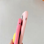 Protective Apple iPhone Back Cover - New Wavy Edge With Heart Mirror Phone Stand Holder iPhone & Samsung Silicone Soft Case - Style 2