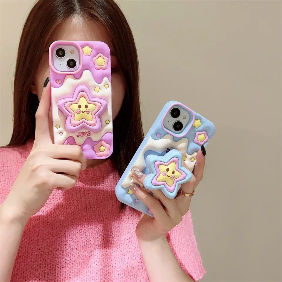 New Star Holder Rubber Silicone Case Mobile Case by CoverMeUp - Style 2